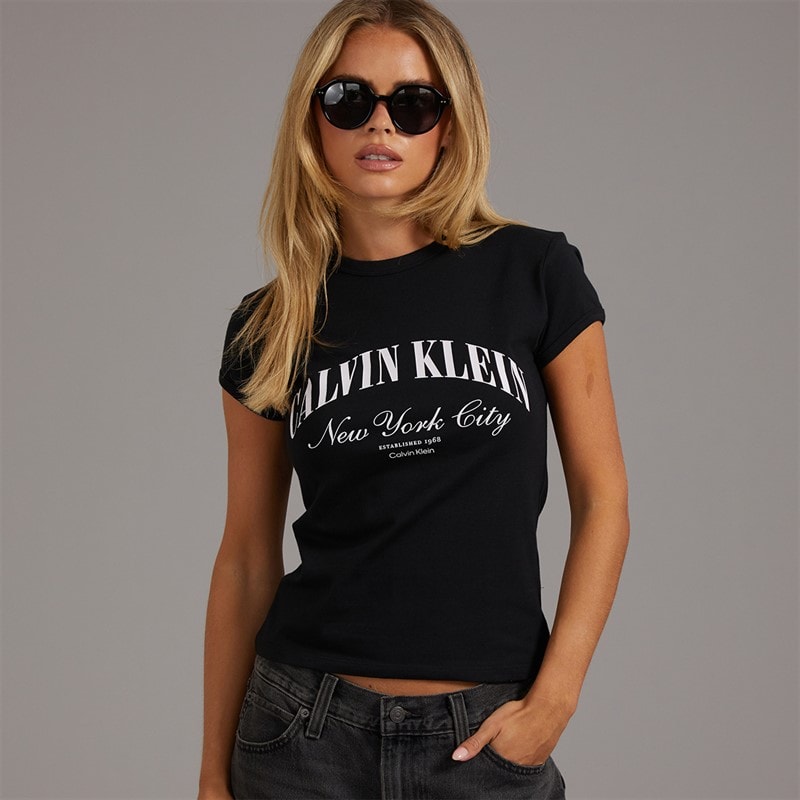 Dame t-shirt med grafisk logo Sort - Billede 1