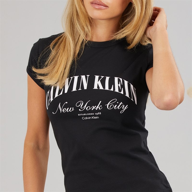 Dame t-shirt med grafisk logo Sort - Billede 3