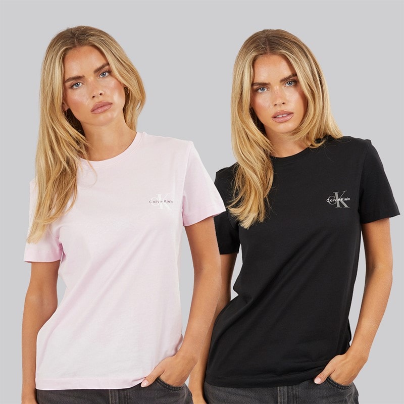 Calvin Klein Jeans Dame monologo to-pak t-shirts - Cradle Pink/Sort