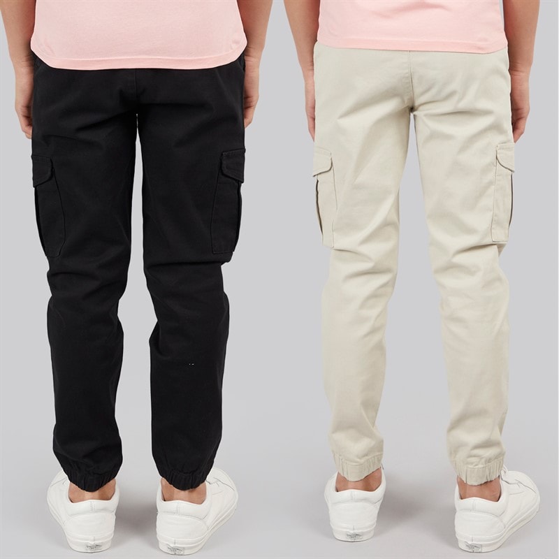 Drenge to-pack chino cargobukser Sort/Stone - Billede 2