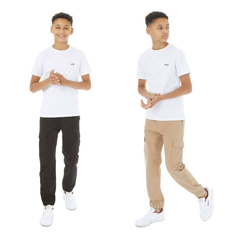Drenge to-pack chino cargobukser Sort/Stone - Billede 3