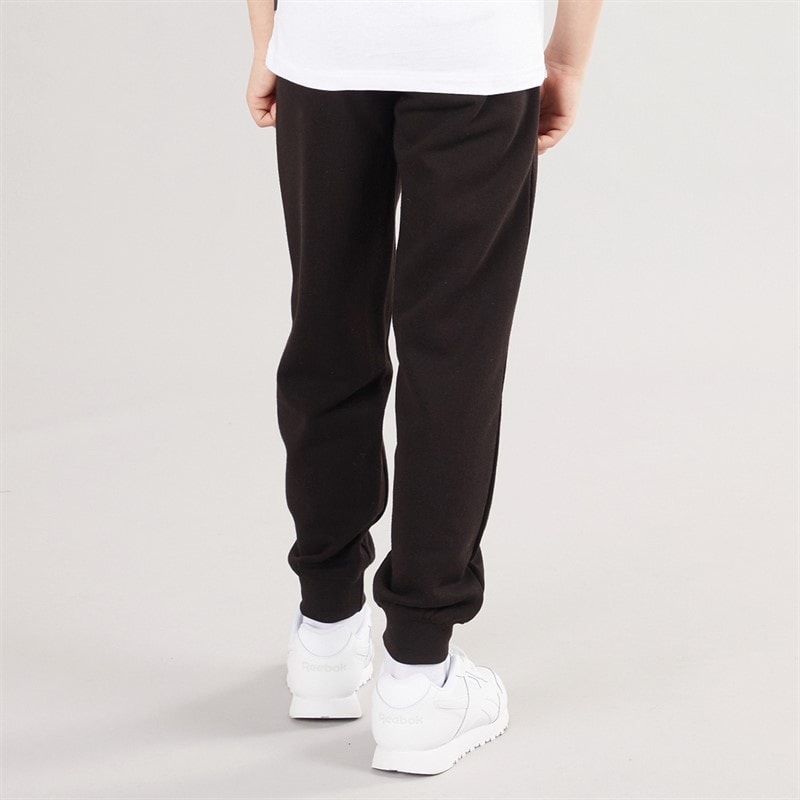 Drenge slim fit fleece joggingbukser med manchetter Sort - Billede 2