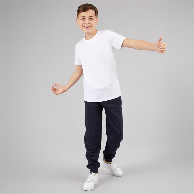 Drenge slim fit fleece joggingbukser med manchetter Marineblå - Billede 3