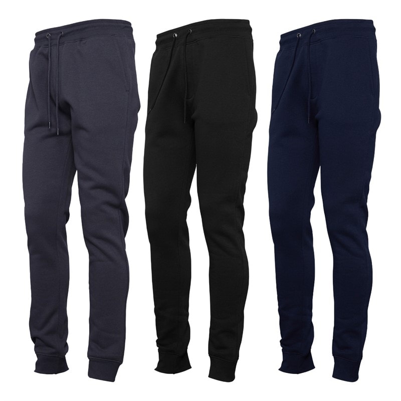 Kangaroo Poo Herre trepak regular fit fleece joggingbukser med manchetter - Sort/Navy/Magnet