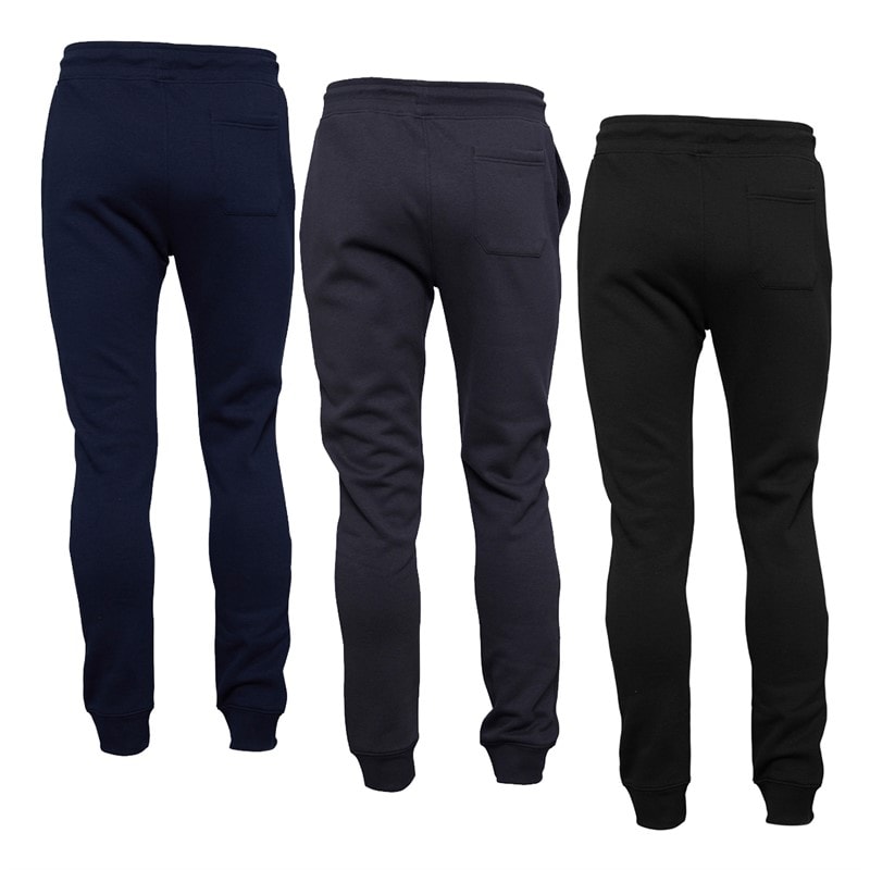 Herre trepak regular fit fleece joggingbukser med manchetter Sort/Navy/Magnet - Billede 2