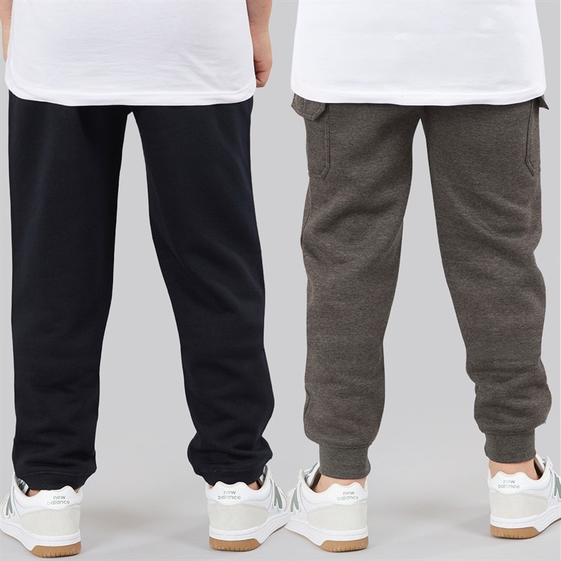 Drenge to-pack cargojoggere Sort/Charcoal Marl - Billede 2
