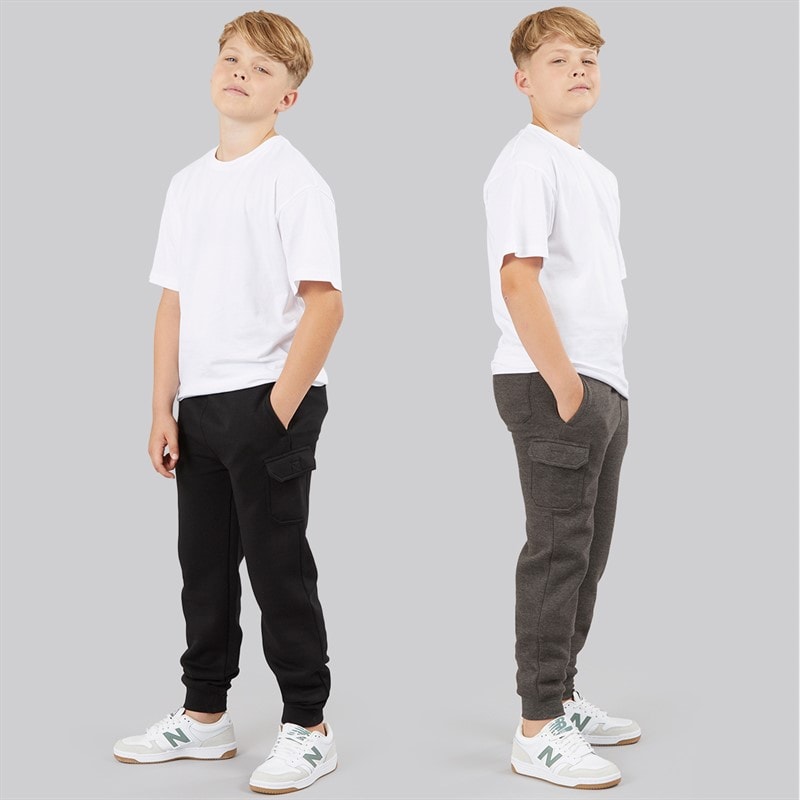 Drenge to-pack cargojoggere Sort/Charcoal Marl - Billede 3