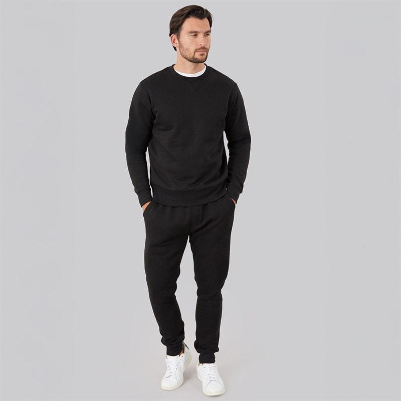 Herre regular fit fleece joggers med manchetter Sort - Billede 3