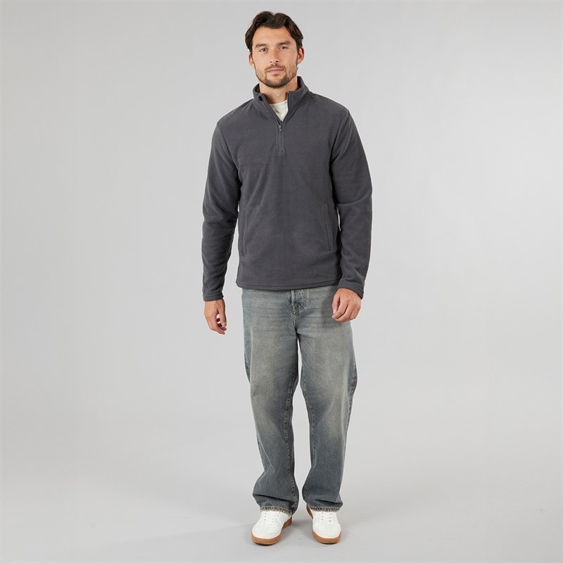 Herre 1/4 lynlås mikrofleece top Charcoal - Billede 3