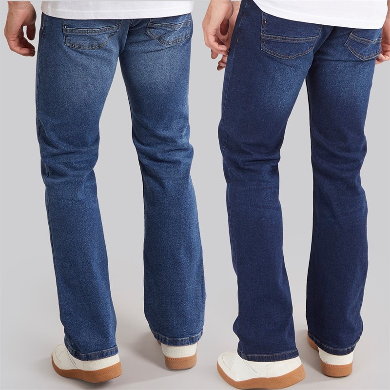 Herre to-pak bootcut denimjeans Dunkel Wash/Mid Wash - Billede 2