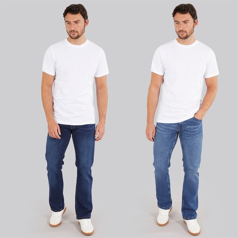 Herre to-pak bootcut denimjeans Dunkel Wash/Mid Wash - Billede 4