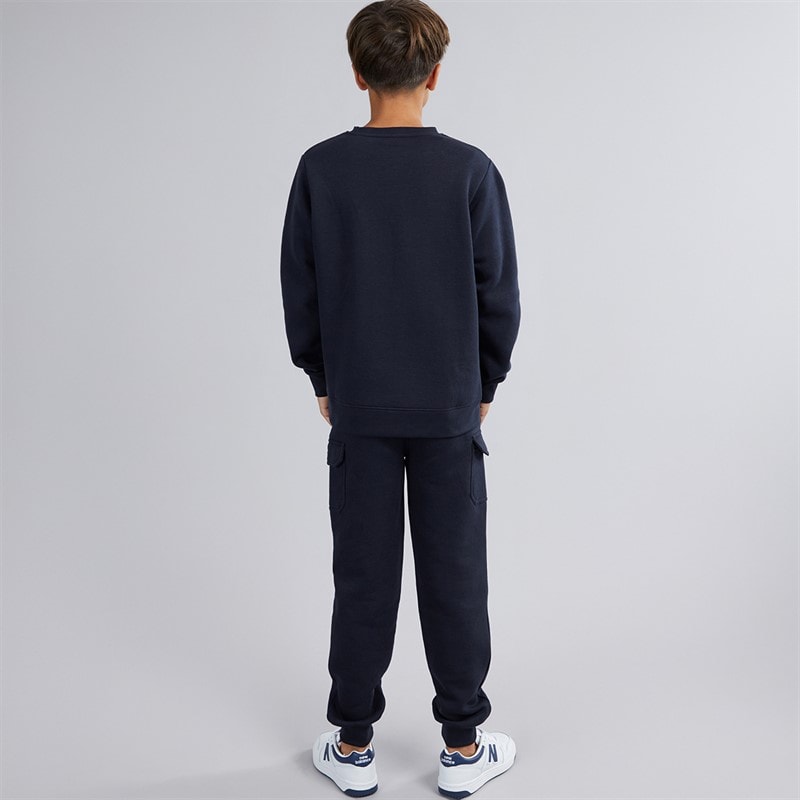 Drenge sweatshirt og cargo joggers træningssæt Marineblå - Billede 2