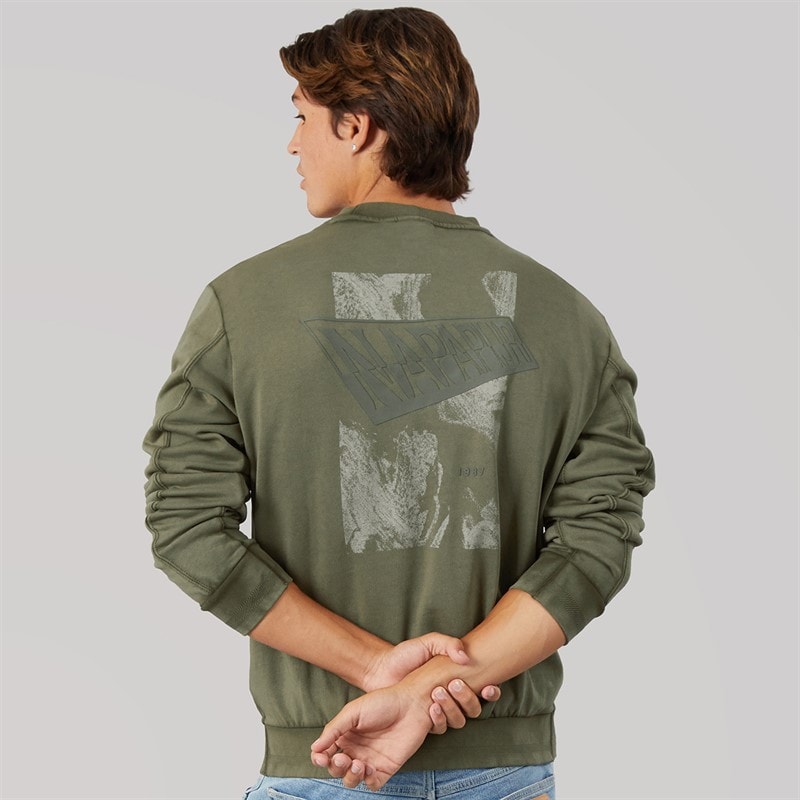 Napapijri Herre aren crew sweatshirt - Tea Leaf