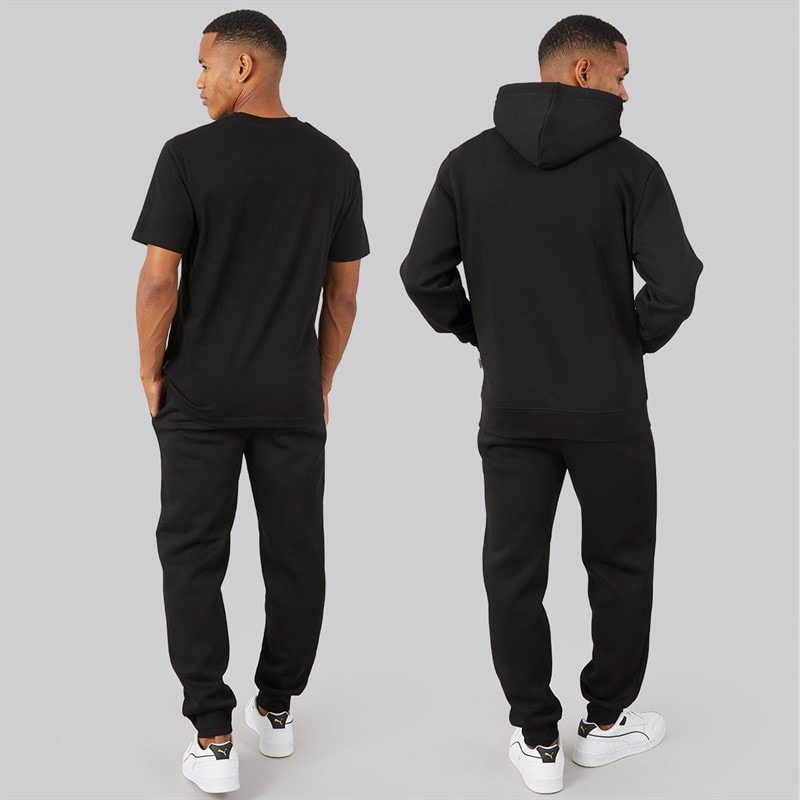 Herre dinall sæt med tre dele: hættetrøje, t-shirt og joggingbukser Sort - Billede 2