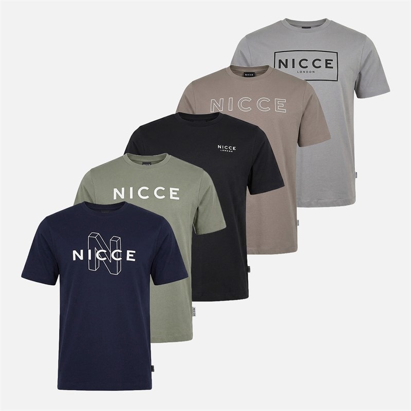 NICCE Herre gilder fem-pak t-shirts - Cirkulær Grå/Dunkel Navy/Shadow/Sort/Satellite