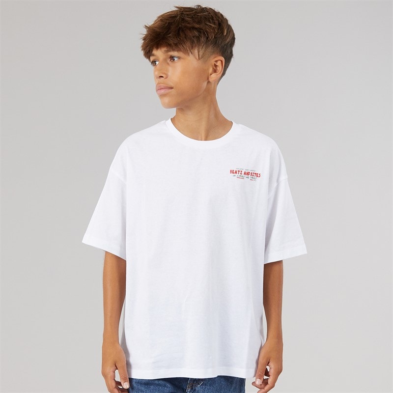 Drenge Heinrick t-shirt Bright White/Rød - Billede 2