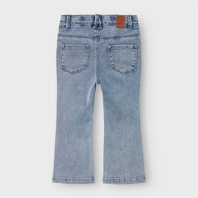 Piger salli bootcut-jeans Light Blue Bleached Denim - Billede 2