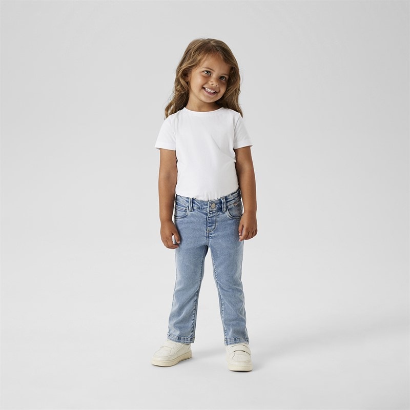 Piger salli bootcut-jeans Light Blue Bleached Denim - Billede 3