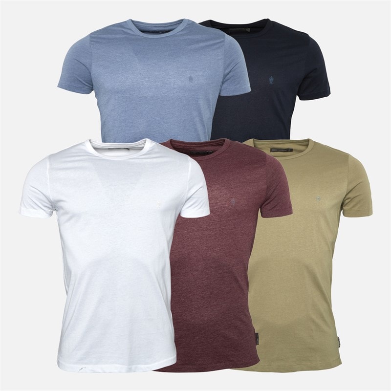 Herre fempak crew t-shirt Multi 4-Chateau Mel/Hellkhaki/Hellblau Mel/Marine/White - Billede 1