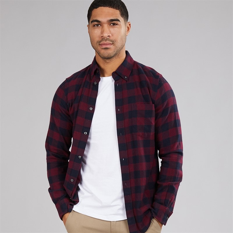 Herre stor gingham flannelternet langærmet skjorte Chateaux/Marine - Billede 1