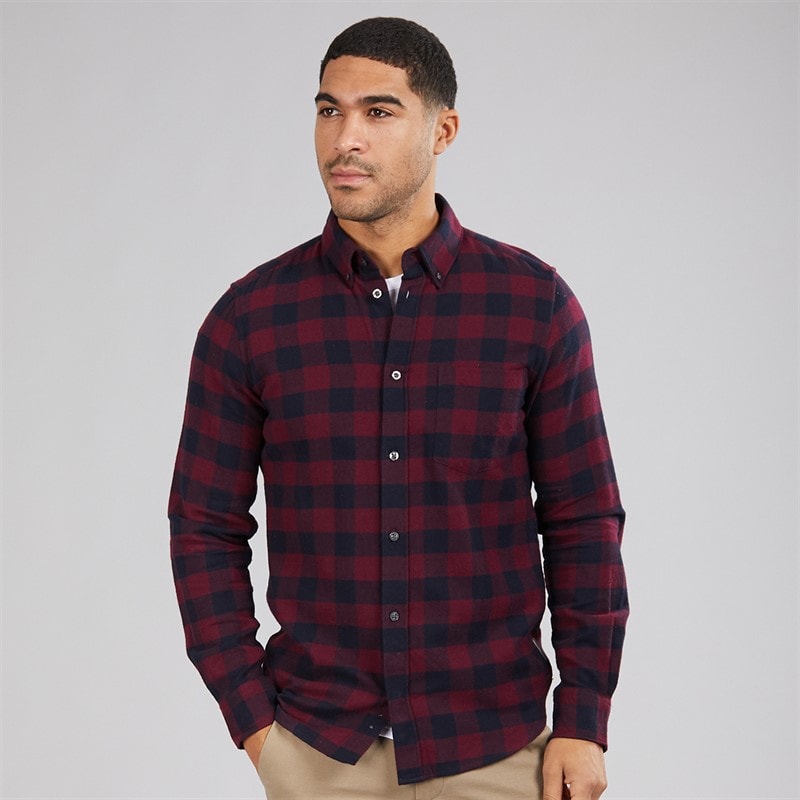 Herre stor gingham flannelternet langærmet skjorte Chateaux/Marine - Billede 3