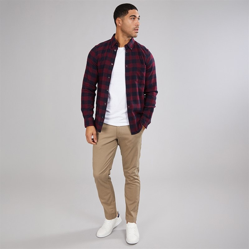 Herre stor gingham flannelternet langærmet skjorte Chateaux/Marine - Billede 4