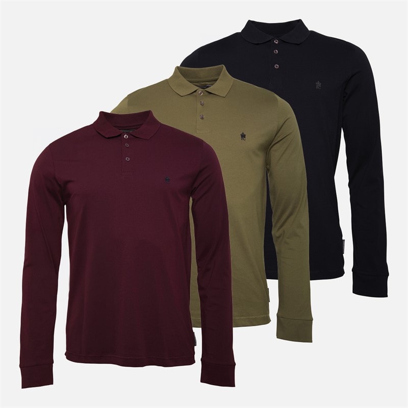 French Connection Herre trepak langærmede poloshirts - Multi - Marine/Khaki/Chateaux - Billede 1