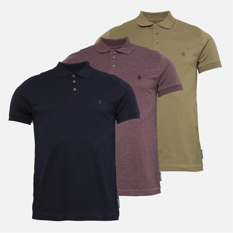 French Connection Herre trepak jersey polo shirts - Navy/Chateaux Melange/Khaki - Billede 1