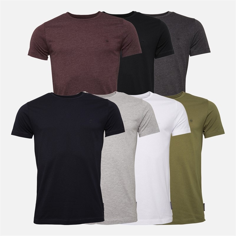 Herre syv-pak crew t-shirts Multi - Sort/Hvid/Marine/Light Grey Marl/Charmel/Chatmel/Khaki - Billede 1