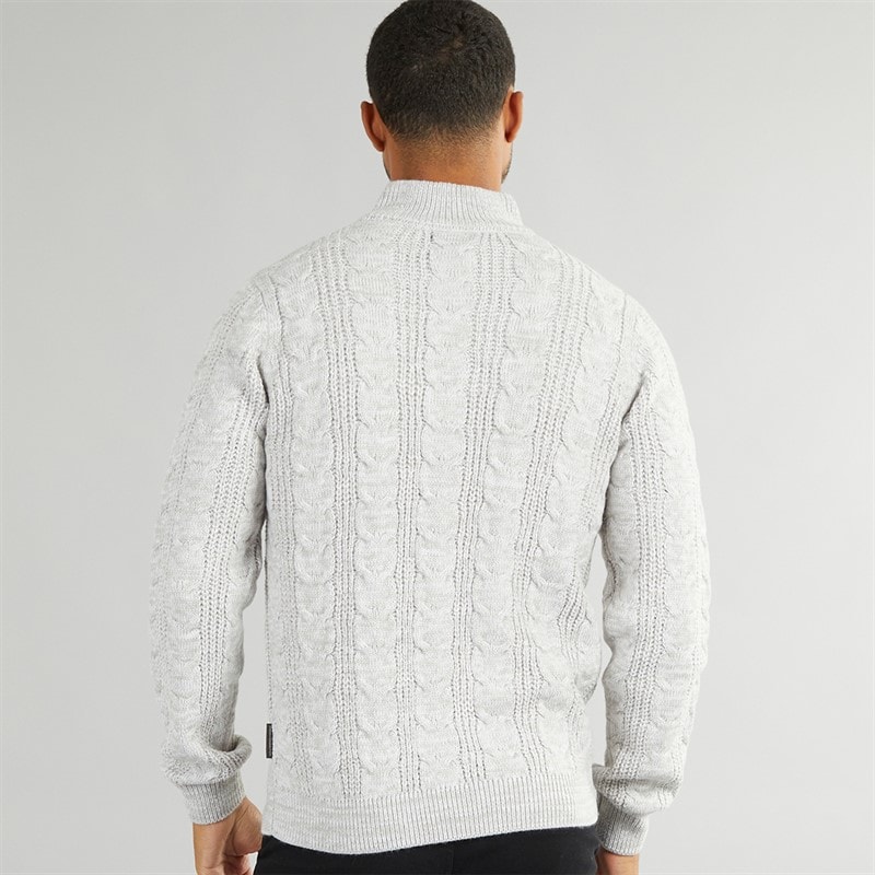 Herre 1/2 zip uldtrøje Ecru Mel - Billede 3