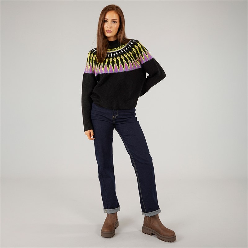 Dame fairisle-trøje Sort - Billede 4