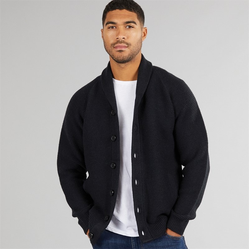 Herre 5 sjalscardigan Marine - Billede 1