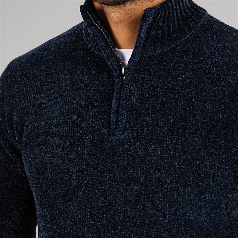 Herre 5 chenille 1/2 zip jumper Marine - Billede 3