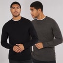 Herre cash to pack crew neck jumpers Multi 1 - Sort/Charcoal Mel