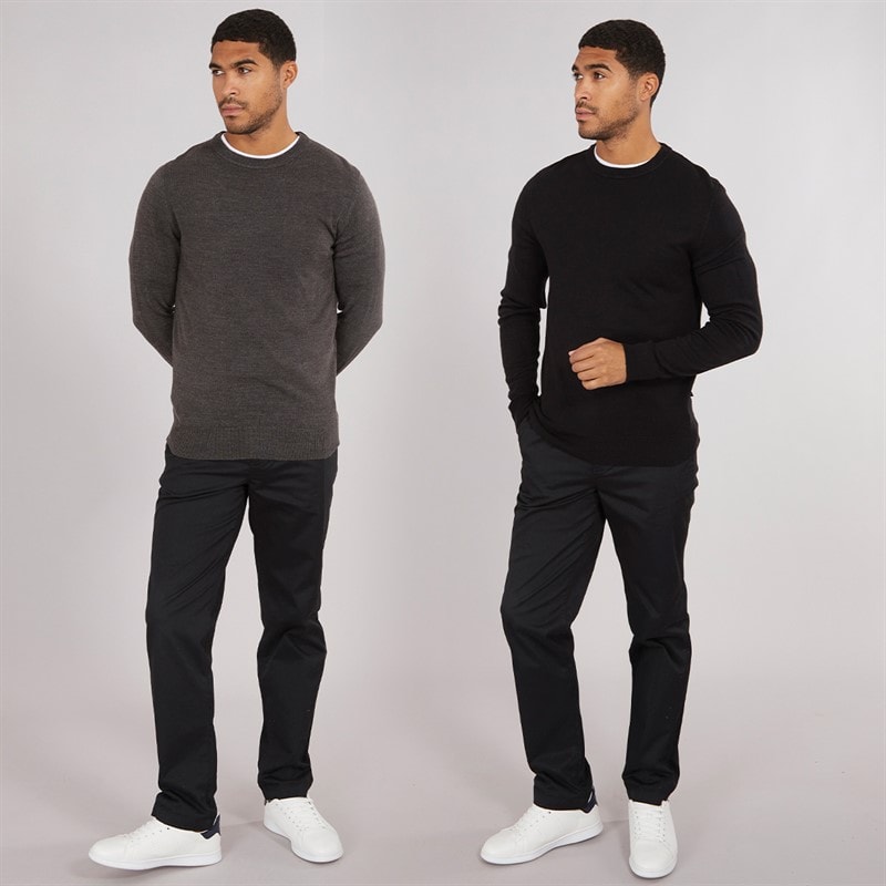 Herre cash to pack crew neck jumpers Multi 1 - Sort/Charcoal Mel - Billede 3