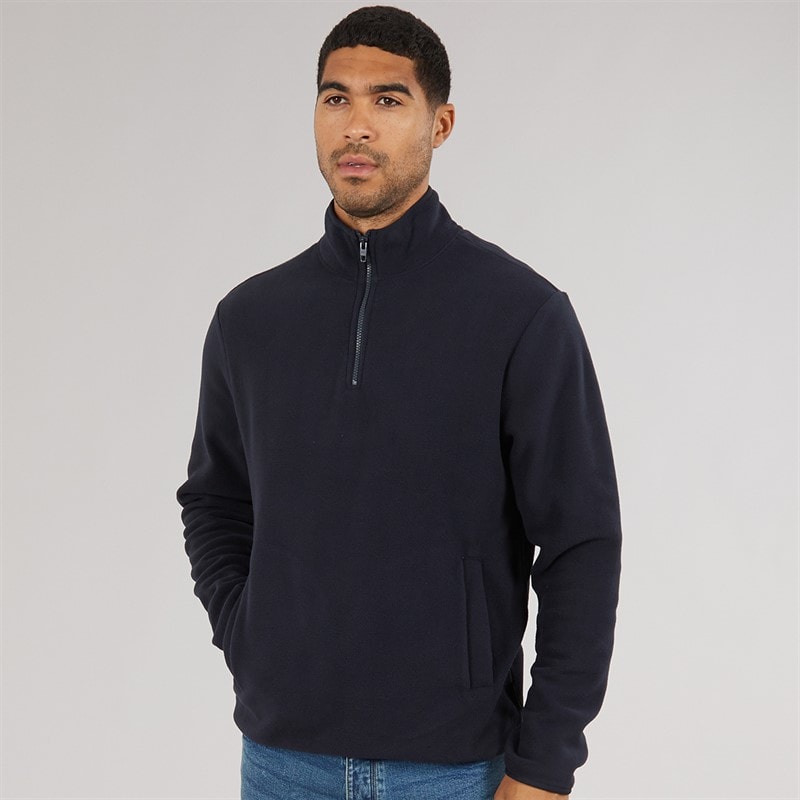 Herre fleece med halv lynlås Marine - Billede 3