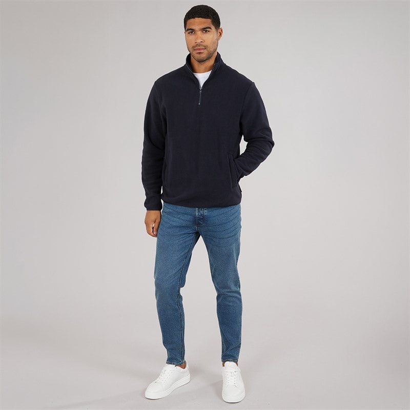 Herre fleece med halv lynlås Marine - Billede 4