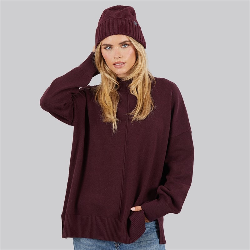 Dame hyggelig mock centre sweater Burgundy Red - Billede 1