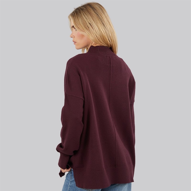 Dame hyggelig mock centre sweater Burgundy Red - Billede 2