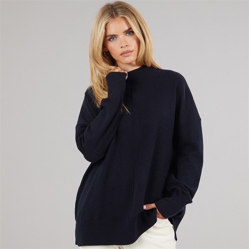 Dame hyggelig mock centre sweater Midnight - Billede 3
