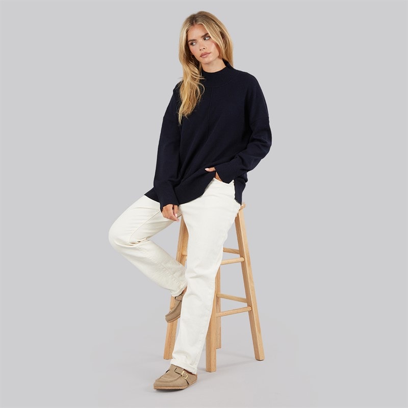 Dame hyggelig mock centre sweater Midnight - Billede 4