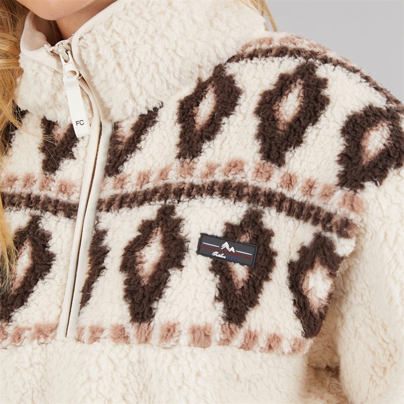 Dame borg fairisle fleece med lynlås Oatmeal - Billede 5