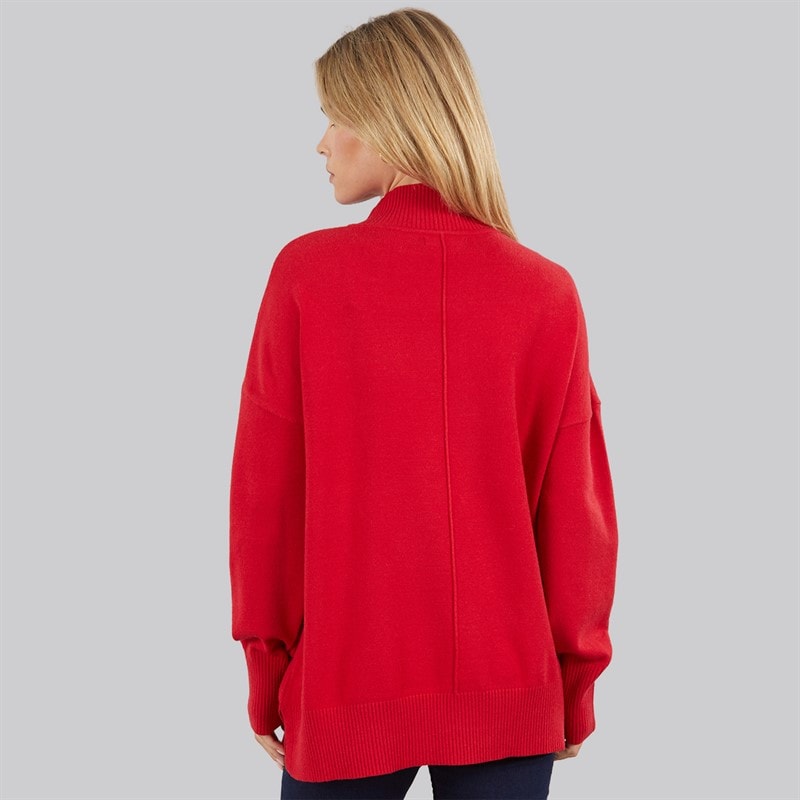 Dame hyggelig mock centre sweater True Red - Billede 2