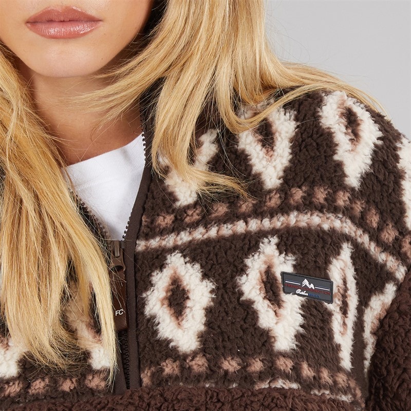 Dame borg fairisle fleece med lynlås Chocolate - Billede 5