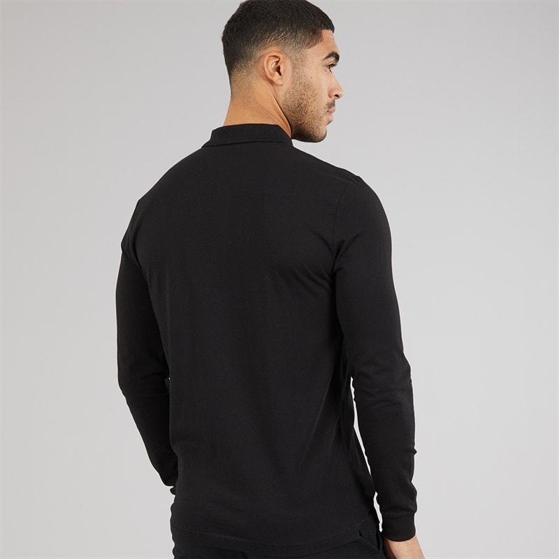 Herre langærmet poloshirt Sort/Gunmetal - Billede 2