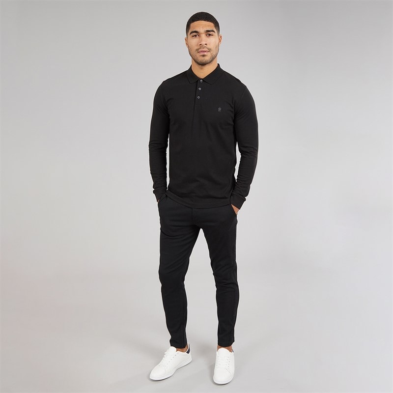 Herre langærmet poloshirt Sort/Gunmetal - Billede 3