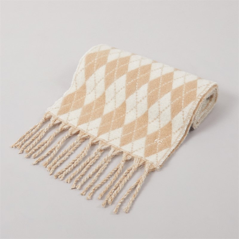 Dame argyle tørklæde Camel/Porcelain - Billede 2