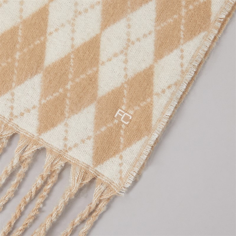 Dame argyle tørklæde Camel/Porcelain - Billede 3