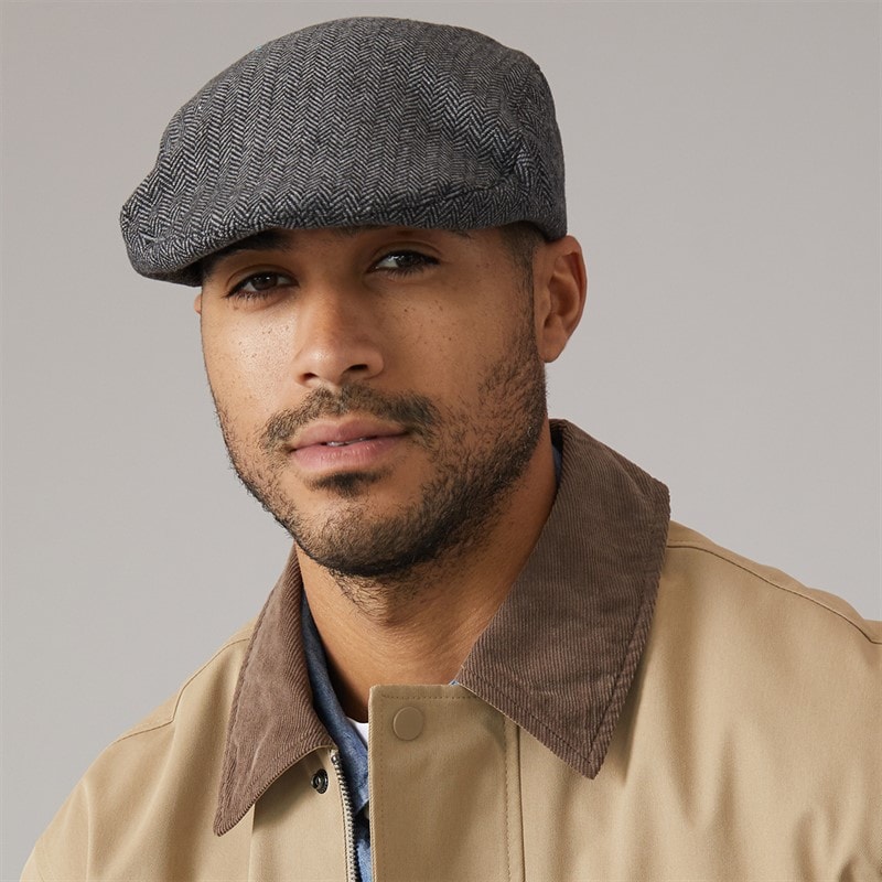 Herre fiskebensflatcap Charcoal Melange - Billede 2
