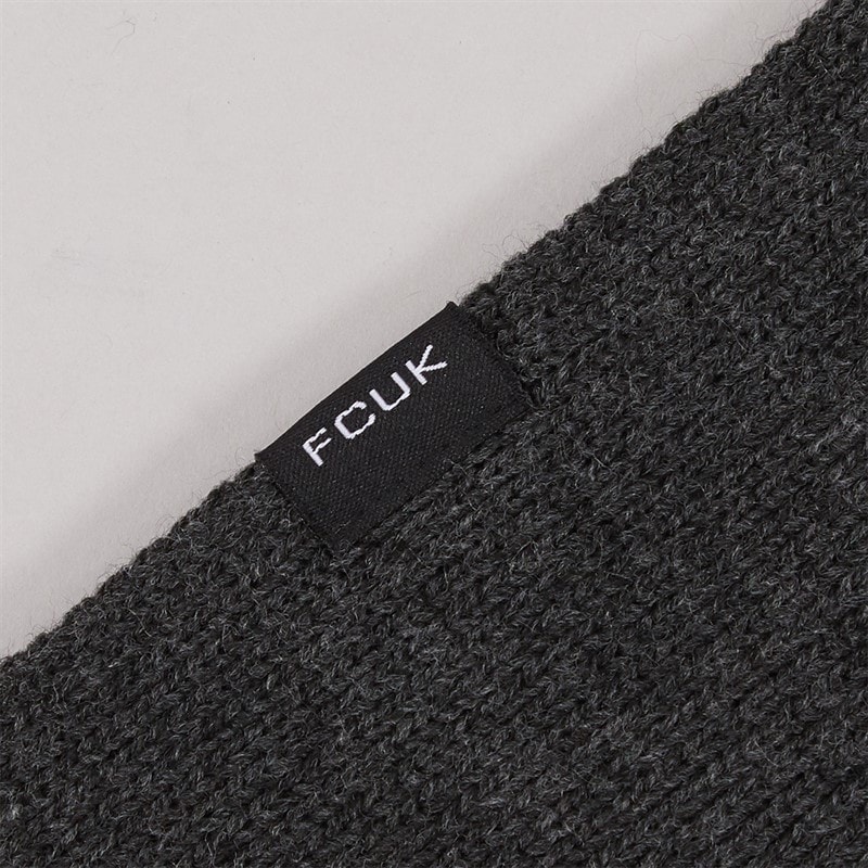 Herre FCUK cash beanie halstørklæde og handsker sæt i tre dele Charcoal Melange - Billede 2
